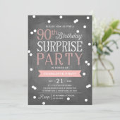 90e Confetti Surprise Party-uitnodiging | Birthday Kaart (Staand voorkant)