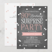 90e Confetti Surprise Party-uitnodiging | Birthday Kaart (Voorkant / Achterkant)