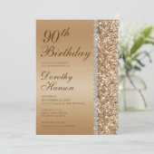 90e Elegante Gouden Verjaardag Kaart (Staand voorkant)