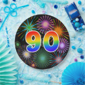 90e Evenement - Leuk, Kleurrijk, Vet, Regenboog 90 Papieren Bordje (Feest)