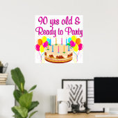 90E FEESTMEISJE POSTER (Thuiskantoor)