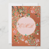 90e Floral Coral Elegant Pink Monogram Birthday Kaart (Voorkant)