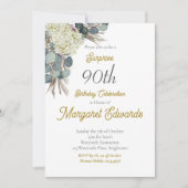 90e Floral Elegant Moderne Foto Verjaardag Kaart (Voorkant)