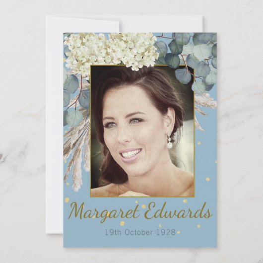 90e Floral Gold Surprise Elegante foto Verjaardag Kaart (Achterkant)