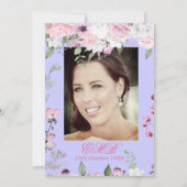 90e Floral Paars Spring Elegant Foto van Birthday Kaart (Achterkant)