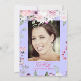90e Floral Paars Spring Elegant Foto van Birthday Kaart