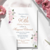 90e Floral Pink Gold Elegant Fotodag Kaart