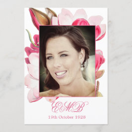 90e Floral Pink Spring Elegant Foto Birthday Kaart