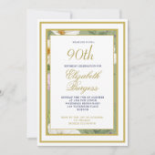 90E foto Groen Goud Bloemen Elegante Verjaardag Kaart (Voorkant)