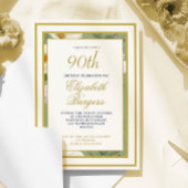 90E foto Groen Goud Bloemen Elegante Verjaardag Kaart