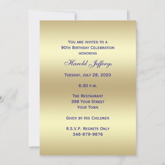 90e foto Verjaardagsfeestuitnodiging Marine 90 Kaart (Achterkant)