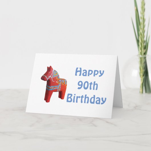 90e geboortedag Dala Horse Kaart (Voorkant)