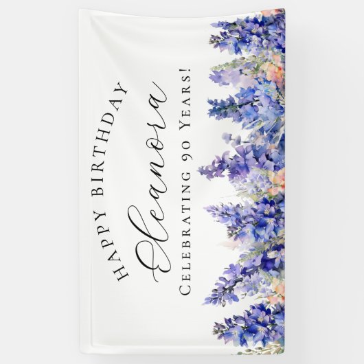 90e Gelukkige Verjaardag Banner Blauw Juli Geboort (Verticaal)