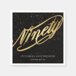 90e Gold Black Confetti Calligraphy Classy Servet