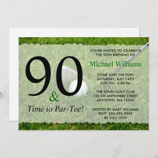 90e Golf Verjaardag Uitnodigingen (Voorkant / Achterkant)