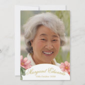 90e Gouden Elegante Roze Bloemen Foto Verjaardag Kaart (Achterkant)