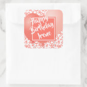 90e Happy Birthday - 90 Coral Number Pattern Vierkante Sticker (Tas)