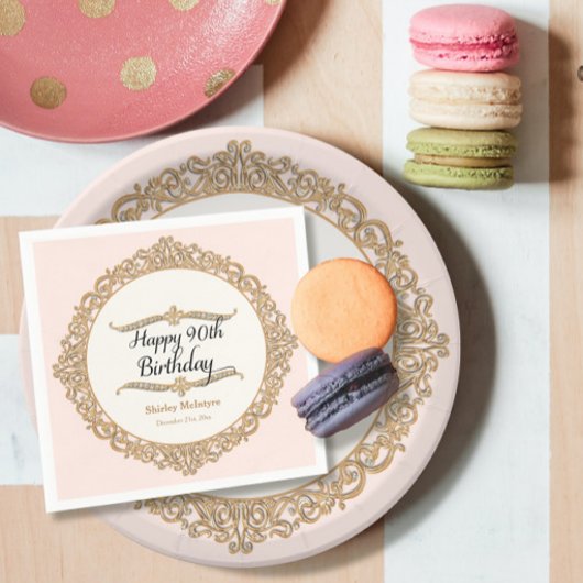 90e Happy Birthday Party Celebration Round Decor Servet