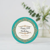 90e Happy Birthday Party Celebration Round Invite Kaart (Staand voorkant)