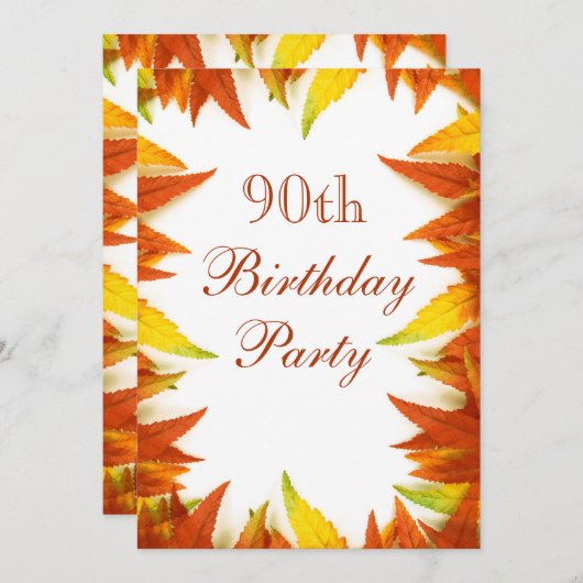 90e herfst van de Birthday-partij Kaart (Voorkant / Achterkant)