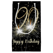 90e jaarsparkler op zwart klein cadeauzakje (Voorkant)