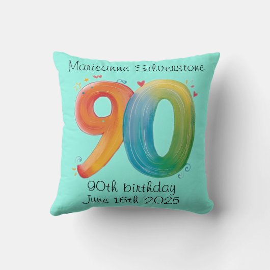 90e keepsake verjaardagscadeau 90 jaar oud negenti kussen (Achterkant)