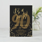 90e Leuk Zwart en Goud Verjaardagsfeest Kaart (Staand voorkant)