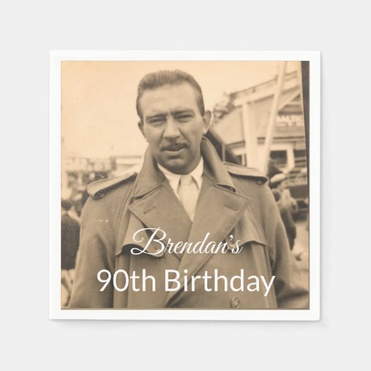 90e man foto verjaardag servet (Voorkant)