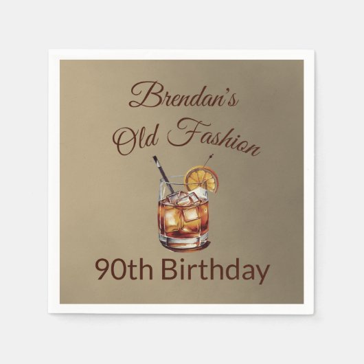 90e mannelijke cocktail oude mode verjaardag servet (Voorkant)