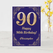 90e marinenblauw en goudglitter-Lijst Kaart (Gele Bloem)