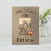 90e Negentigste Mannelijke Foto Verjaardag Uitnodi Kaart (Staand voorkant)