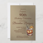 90e Negentigste Mannelijke Foto Verjaardag Uitnodi Kaart (Achterkant)