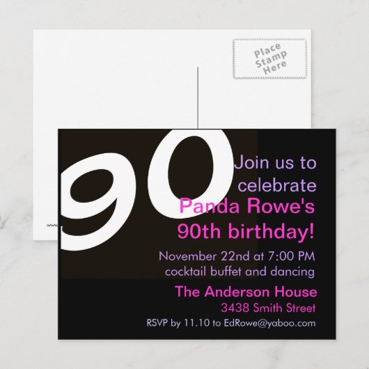 90e negentigste negentigste verjaardag Briefkaart (Voorkant / Achterkant)