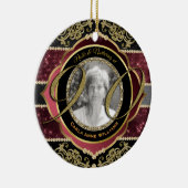 90e Ninetieth Gold Ruby Diamonds Foto Lijst Keramisch Ornament (Rechts)