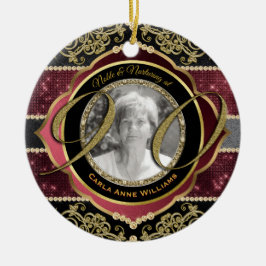 90e Ninetieth Gold Ruby Diamonds Foto Lijst Keramisch Ornament