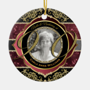 90e Ninetieth Gold Ruby Diamonds Foto Lijst Keramisch Ornament