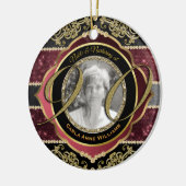 90e Ninetieth Gold Ruby Diamonds Foto Lijst Keramisch Ornament (Links)