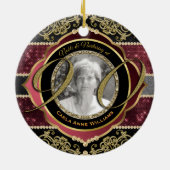 90e Ninetieth Gold Ruby Diamonds Foto Lijst Keramisch Ornament (Achterkant)