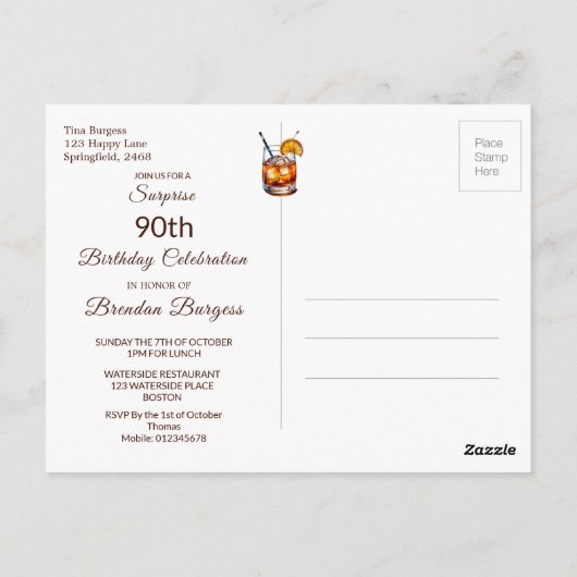 90e Ninetigste Ouderwetse Mannen Verjaardag  Briefkaart (Achterkant)