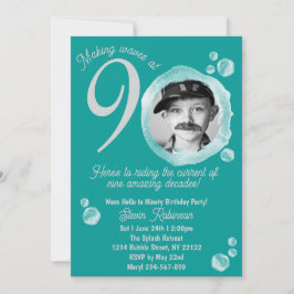 90e Ocean Blauwgroen Bubble Verjaardagsfeest Uitno Kaart