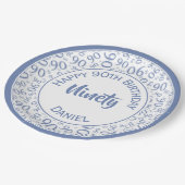 90e Partij Willekeurig Nummer Patroon Blauw/Wit Papieren Bordje (Gekanteld)
