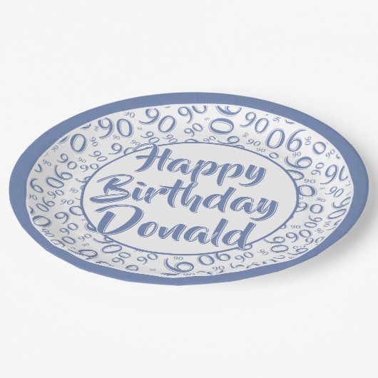 90e Partij Willekeurig Nummer Patroon Blauw/Wit Papieren Bordje (Gekanteld)