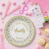 90e Partij Willekeurig Nummer Patroon Goud/Wit Papieren Bordje (Feest)