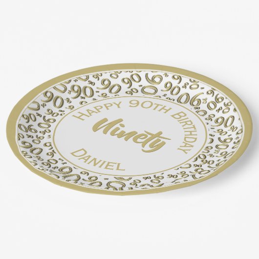 90e Partij Willekeurig Nummer Patroon Goud/Wit Papieren Bordje (Gekanteld)