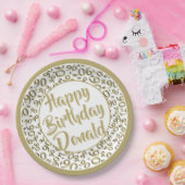 90e Partij Willekeurig Nummer Patroon Goud/Wit Papieren Bordje (Feest)