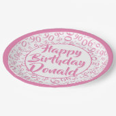 90e partij Willekeurig Nummer Patroon Roze/Wit Papieren Bordje (Gekanteld)