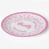 90e partij Willekeurig Nummer Patroon Roze/Wit Papieren Bordje (Gekanteld)
