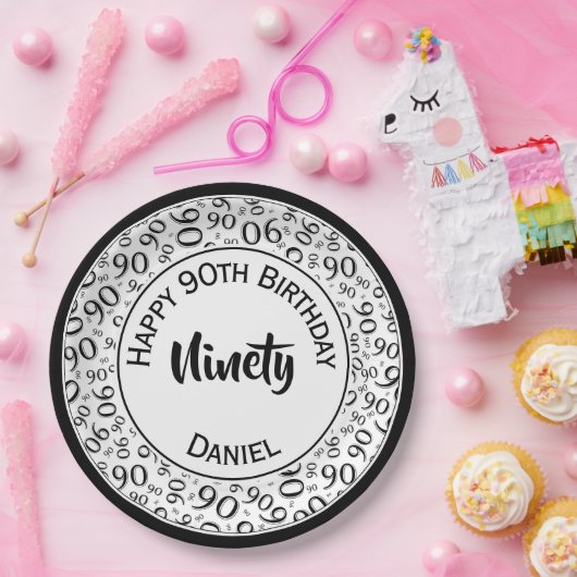 90e partij Willekeurig Nummer Patroon Zwart/Wit Papieren Bordje (Feest)