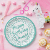 90e Partij Willekeurig Nummerpatroon Blauwgroen/Wi Papieren Bordje (Feest)