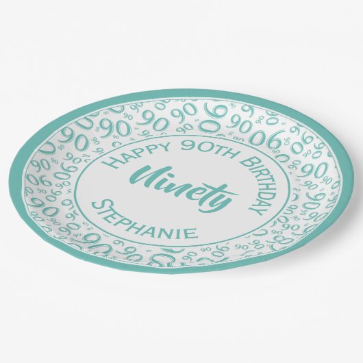 90e Partij Willekeurig Nummerpatroon Blauwgroen/Wi Papieren Bordje (Gekanteld)